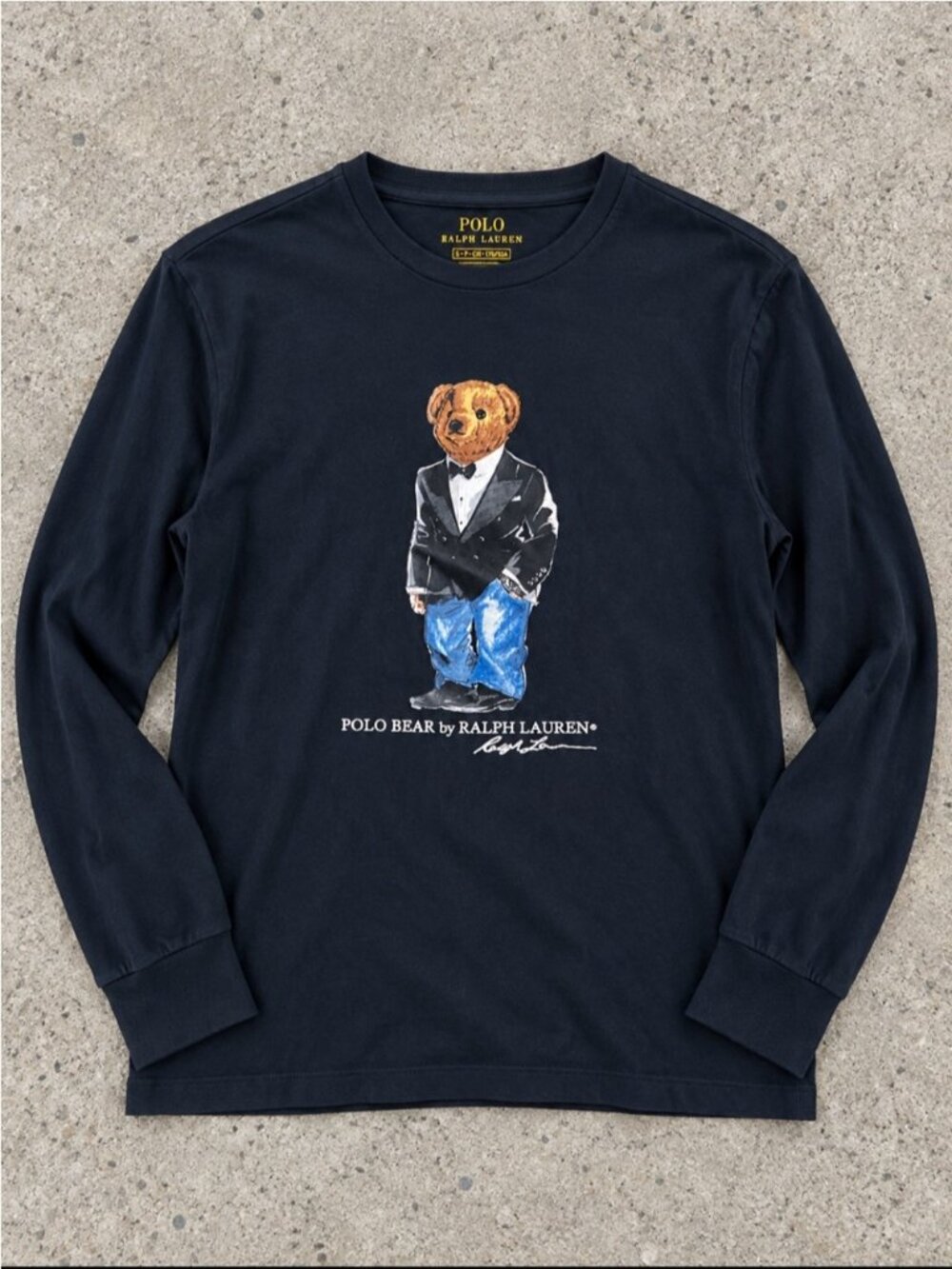 Polo Ralph Lauren Polo Bear Tuxedo Long Sleeve Shirt Men Small Black Preppy